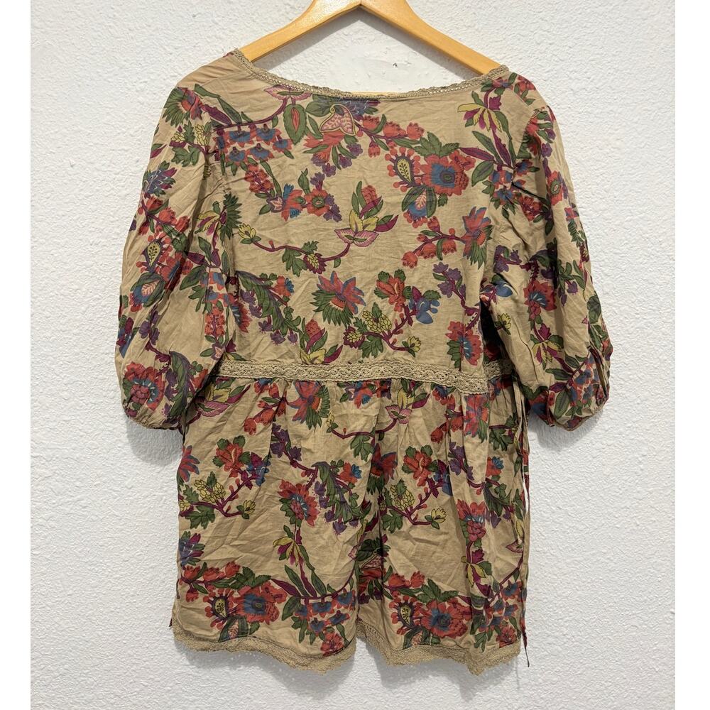 Vintage y2k Old Navy Floral Blouse Boho Baby Doll Cottage Fairy Puff Sleeve - Picture 2 of 7
